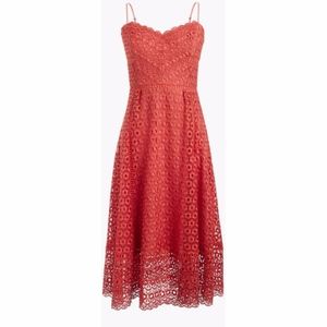 coral red lace dress